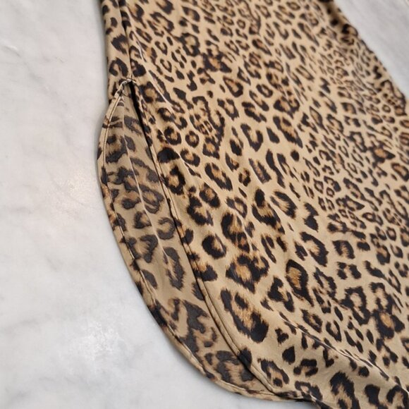 Banana Republic 100% Silk Leopard Cheetah Satin Midi Skirt Slit Medium 8/10 - Picture 3 of 7